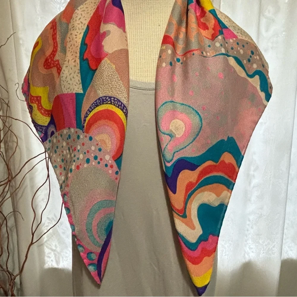1970's nik-nik Scarf~Psychedelic Pattern~Designed in Paris~printed in Italy - Picture 7 of 11